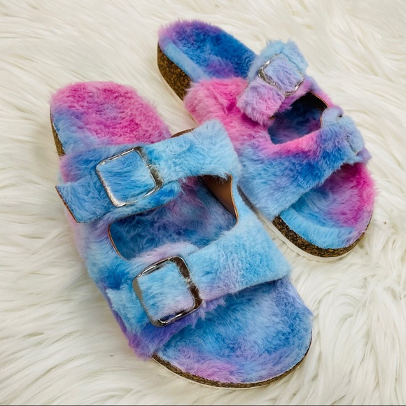Purple tie dye fur sandal - Picture 6 of 6